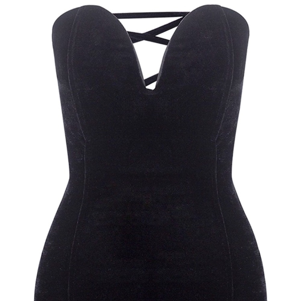 💋Kemba Black Velvet Bandeau Lace back bodysuit💋 - Picture 2 of 4